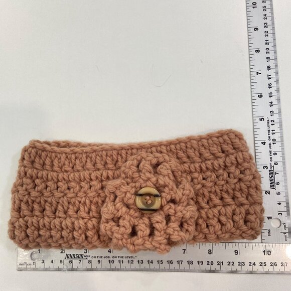 Handmade Crochet Brown Ear Warmer Headband With Flower &Button Detail Winter fal - Picture 5 of 7